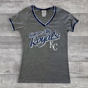 5th & Ocean KC Royals Hosmer #35 Ringer T Shirt Womens M Grey Short Sleeve MLB